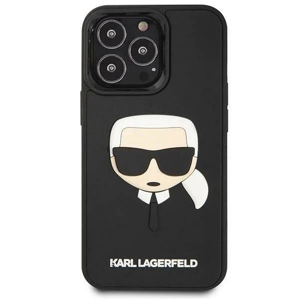Etui Karl Lagerfeld KLHCP14LKH3DBK na iPhone 14 Pro 6,1" pevné puzdro 3D Rubber Karl`s Head